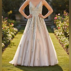 Sherri Hill Ivory Embellished Prom Gown